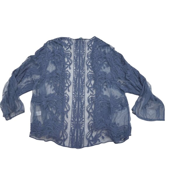 Sundance Freesia Bloom Sheer Embroidered Open Cardigan Dust Blue, Size XS - Picture 2 of 6